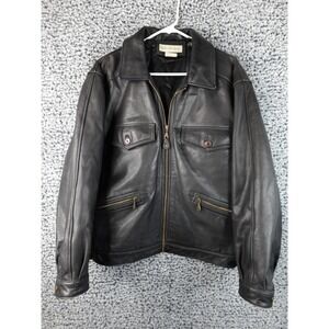 Banana Republic Men's Black Leather Jacket Size 38 Korea‎ Made Vintage Bomber